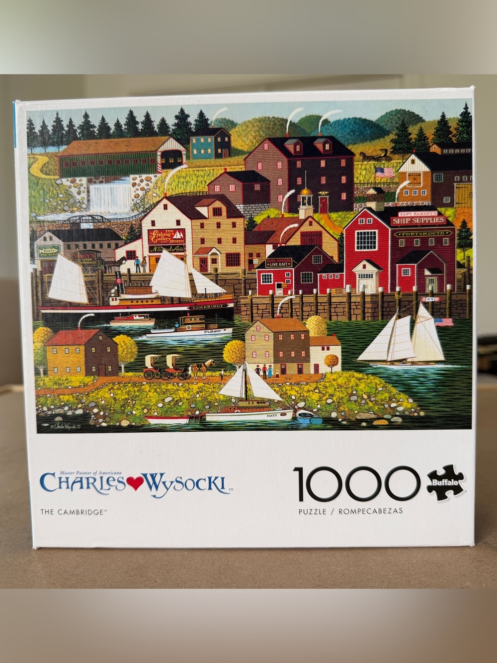 Charles Wysocki "The Cambridge" 1000-Piece Jigsaw Puzzle - Colorful Harbor Scene